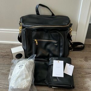 Fawn Design Black and Gold Diaper Bag Bundle